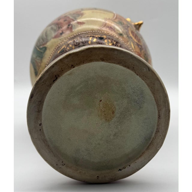 Ceramic Antique Meiji Satsuma Floor Vase with Geisha Scenes and Gold Moriage, Japan, 1890s For Sale - Image 7 of 18