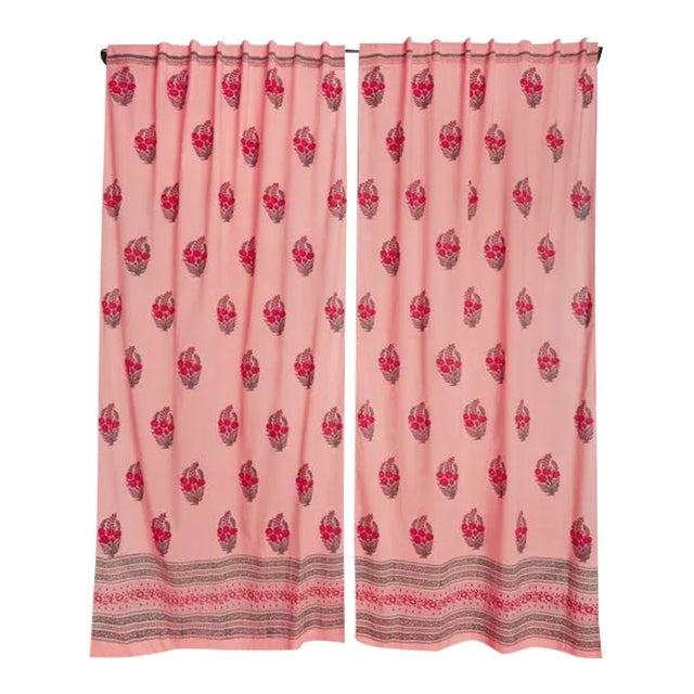 Roza 45" X 84" Coral Pink Curtain For Sale