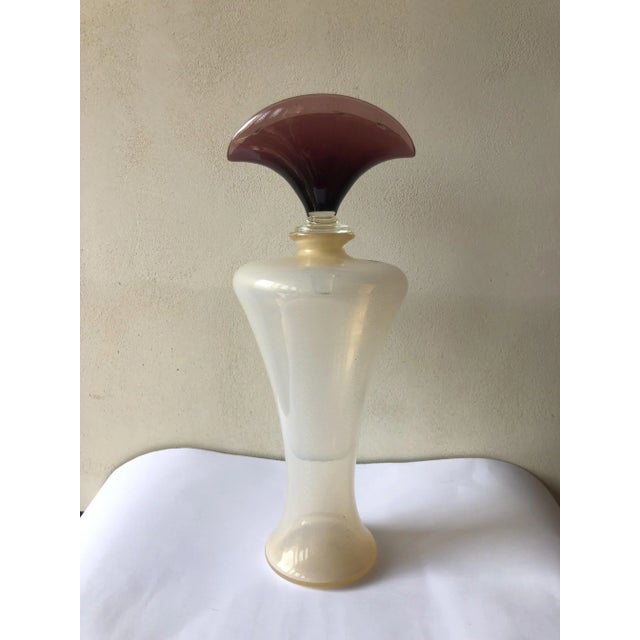 Crystal and Gold Murano Glass Bottle with Cap from Vetreria Anfora, 1986 For Sale - Image 4 of 9