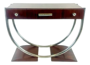 Art Deco Console Table with Double Chrome U-Support, 1930s