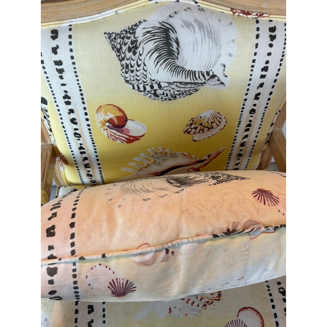 Vintage Beverly Interiors Coastal Shell Print Accent Chair For Sale - Image 10 of 17