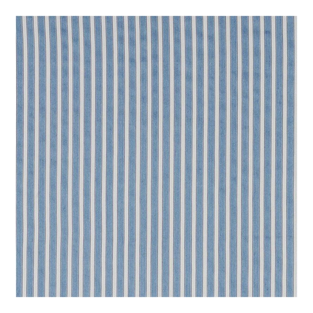 Schumacher Antique Ticking Stripe Fabric in Bleu For Sale