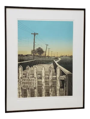 Martin Levine (American, 20th C.) "Private Property" Limited Edition Color Lithograph C.1982
