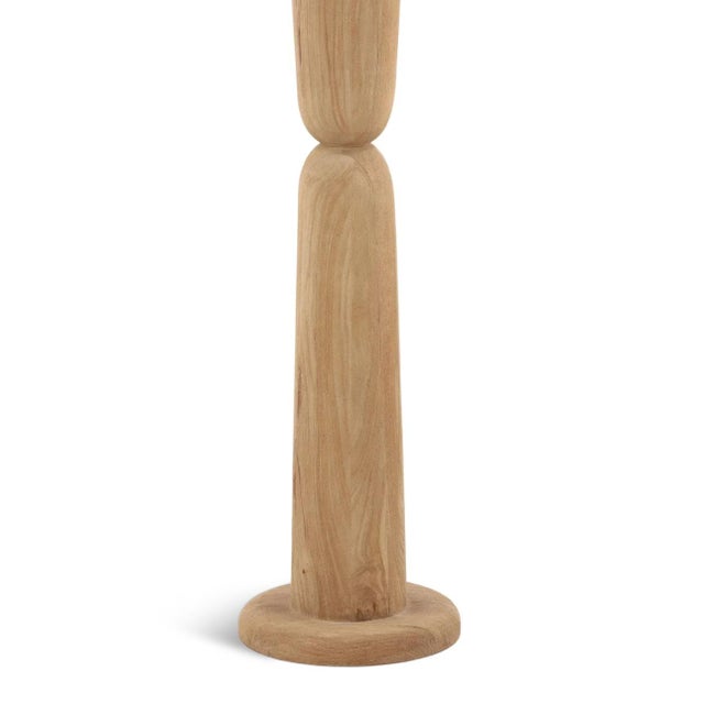 Minimalist contemporary floor lamp with natural mango wood base made of stacked rounded long shapes. Satisfying appearance...