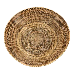 Vintage Hand-Woven Reed & Wicker Tight Weave Round Basket