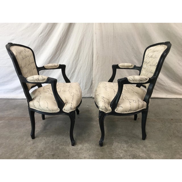 French 19th Century Louis XV Style Tan Upholstered Arm Chairs - a Pair For Sale - Image 3 of 11