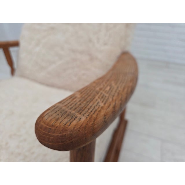 Vintage Danish Rocking Chair in Sheepskin, 1970s For Sale - Image 4 of 18