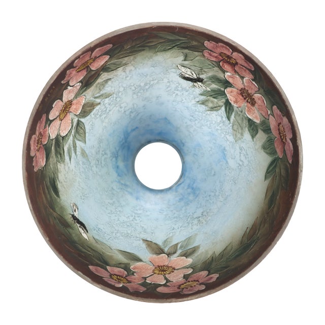 Art Nouveau Handel Floral Reverse Painted Chipped Ice Shade & Gilt Metal Base C1910 For Sale - Image 3 of 13