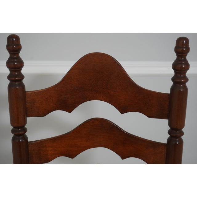 1980s Pair Cherry Ladder Back Style Rush Seat Armchairs For Sale - Image 5 of 18