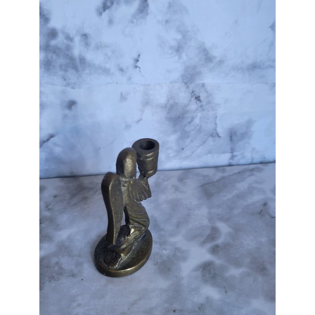 Mid Century Brass Kneeling Angel Miniature Candle Holder For Sale In San Francisco - Image 6 of 14