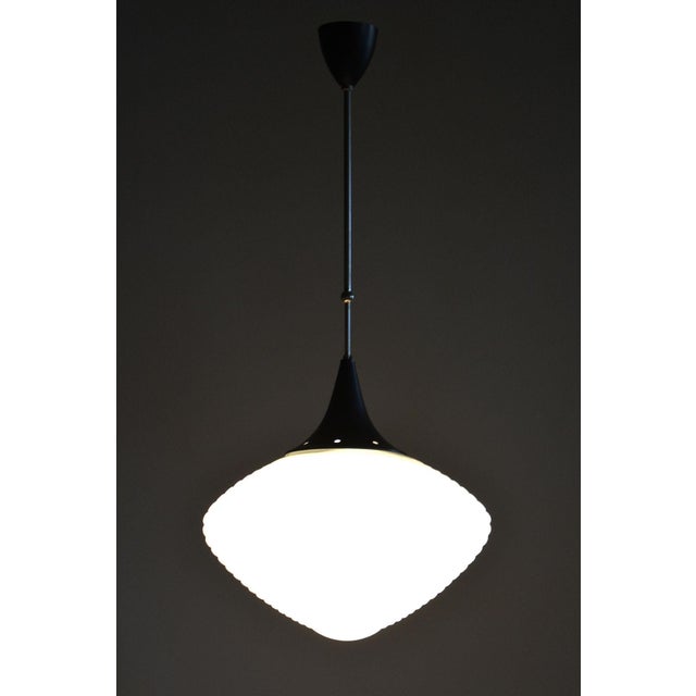 Mid-Century Chandelier in Chromed Steel and Opaline Glass, Czech, 1960s For Sale - Image 10 of 12