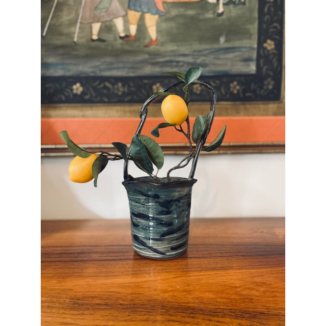 Stunning pottery basket, artist made, the glaze presents in shades of blue that range from teal to a deep dark navy. An...