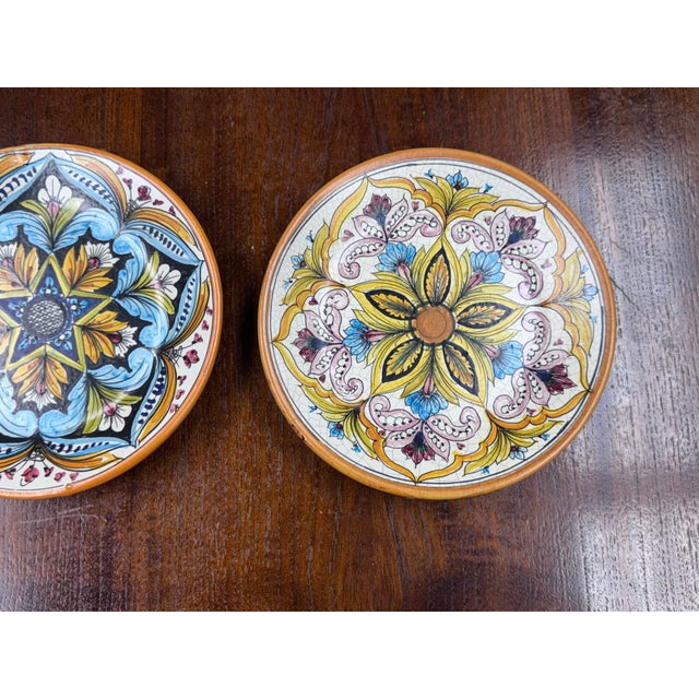 Circa 1990's Ceramic Erincina Hand Painted Wall Plates, Set of Three For Sale - Image 9 of 12