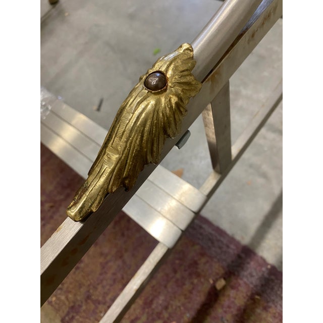 Vintage French Daybed Steel and Brass in the Manner of Maison Jansen For Sale - Image 11 of 11