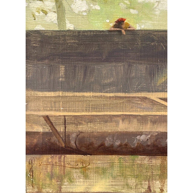 Realism Secluded Bridge by Diego Glazer | Oil on panel depicting a bridge over a stream in a forested area. For Sale - Image 3 of 5