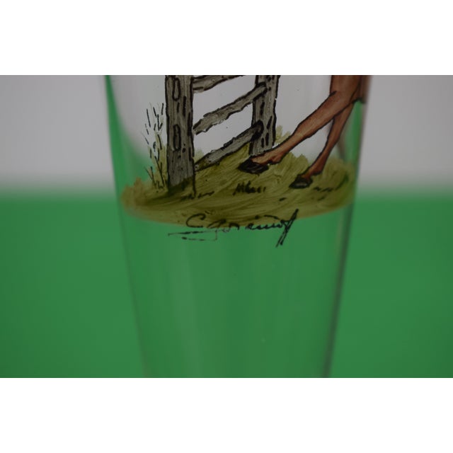 Late 20th Century Set X 2 Abercrombie & Fitch/ Cyril Gorainoff Hand Painted Pilsner Glasses For Sale - Image 5 of 6
