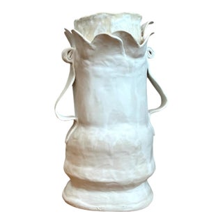 Vintage Biomorphic Sculptural Ceramic Vase With Handles For Sale