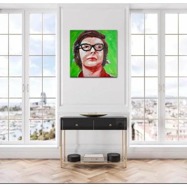 Modern Narratives Collection — Contemporary Figurative Pop Art Portrait (24″×24″, Original Oil on Canvas) For Sale - Image 9 of 12