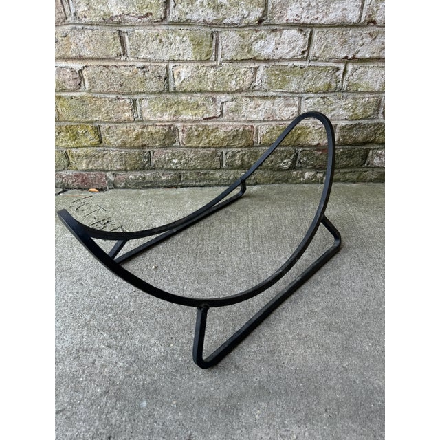 Mid-Century Modern Vintage Rustic Wrought Iron Fire Place Log Holder For Sale - Image 3 of 9