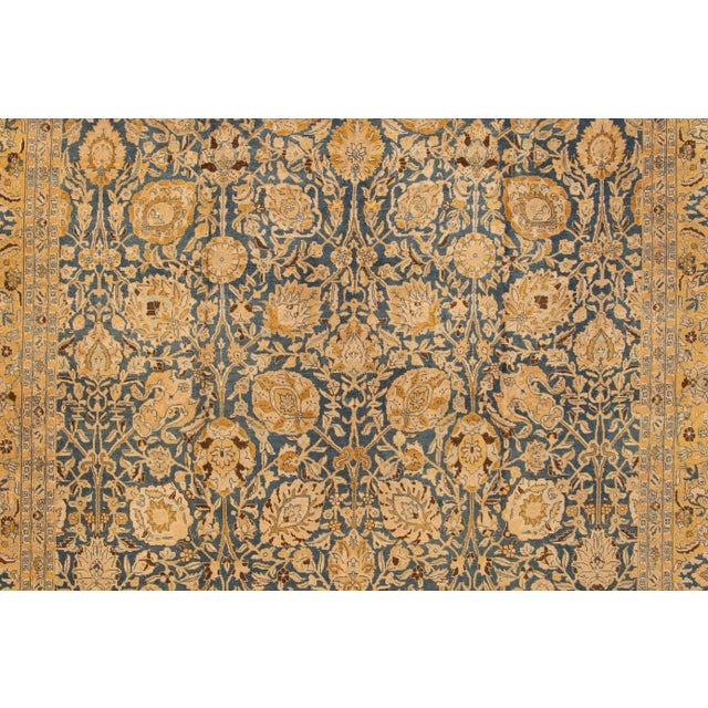 Persian Blue Antique Persian Tabriz Handmade Allover Floral Oversize Wool Rug For Sale - Image 3 of 11