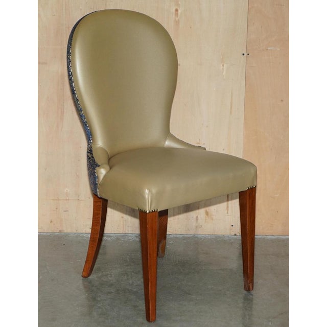 English Elm Hall Chairs with Damask Upholstery, Set of 2 For Sale - Image 15 of 18