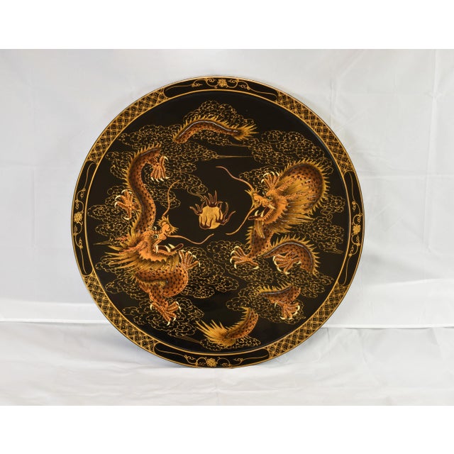1980s Hand-Painted Lacquered Japanese Tea Tray Wall Art For Sale - Image 10 of 10