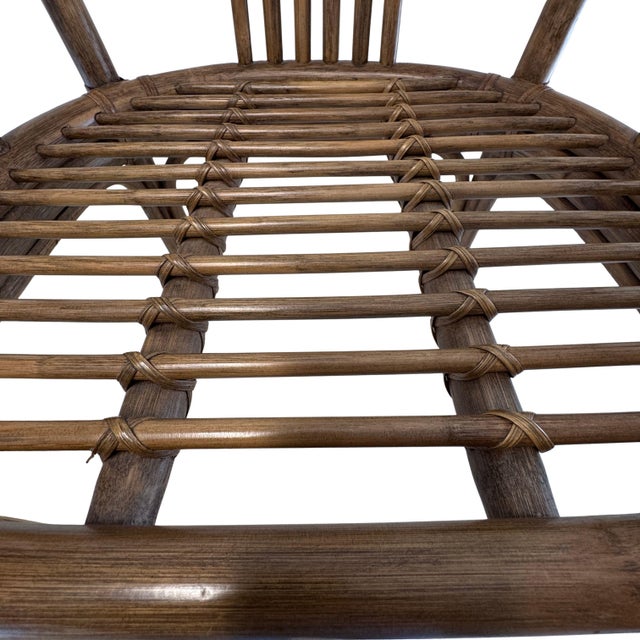 Pair of Vintage Rausch Germany Model 22935 Fan-Back Rattan Armchairs for Brown Jordan For Sale - Image 9 of 18