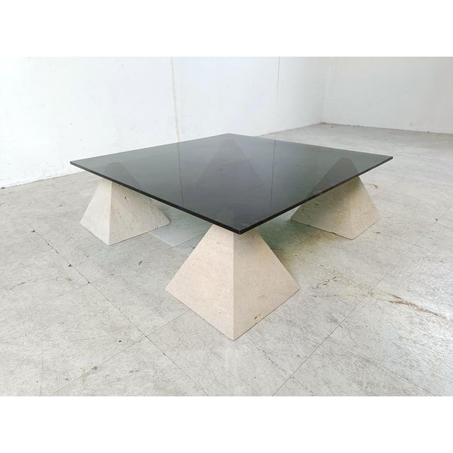Beige Vintage Stone Pyramid Coffee Table, 1970s For Sale - Image 8 of 11