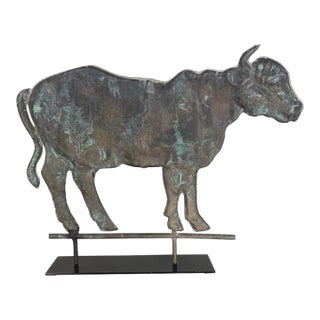 19th Century American Copper Bull Weathervane, Hand-Crafted Folk Art For Sale