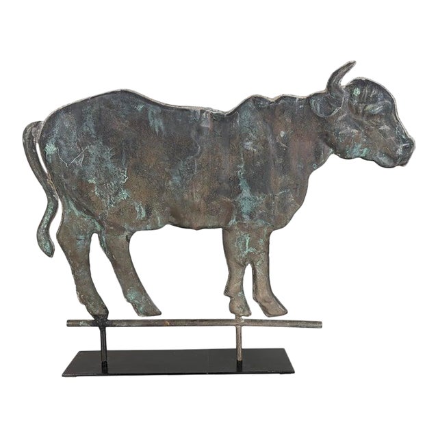 19th Century American Copper Bull Weathervane, Hand-Crafted Folk Art For Sale