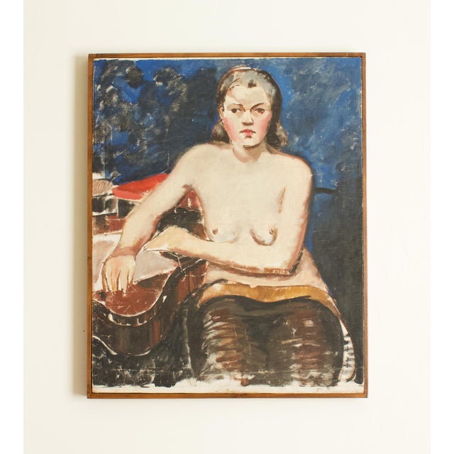 1930s 1930s French Seated Nude Painting, Framed For Sale - Image 5 of 5