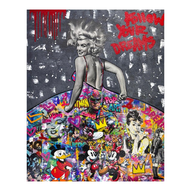 Jozza, Party Dress!, Huge Original Painting With Diamond Dust, 60x48 Inches, Marilyn, 2026 For Sale