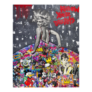 Jozza, Party Dress!, Huge Original Painting With Diamond Dust, 60x48 Inches, Marilyn, 2026