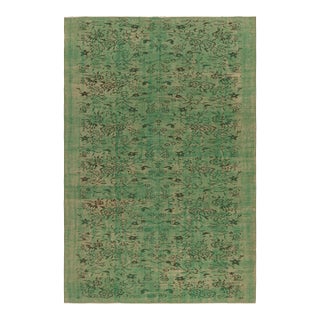Vintage Zeki Müren Rug in Green With Floral Patterns, From Rug & Kilim For Sale