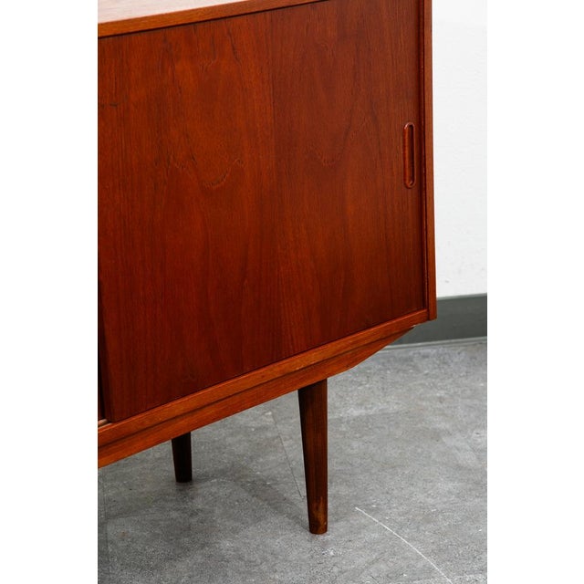 Mid Century Modern Credenza Media Cabinet Teak Sliding Door Compact Denmark For Sale In Sacramento - Image 6 of 12