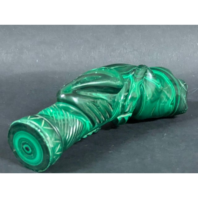 Late 20th Century Handcarved Malachite Solid Stone Frog Sculpture For Sale - Image 10 of 12