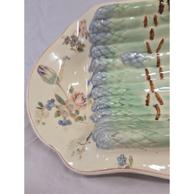 Antique Circa 1900 French Longchamp Majolica Asparagus Serving Platter For Sale - Image 9 of 13