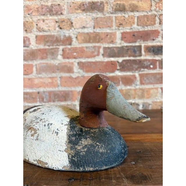 Early 20th C. River Rouge MI Working Canvasback Drake Decoy - Joseph Pelon For Sale - Image 12 of 14