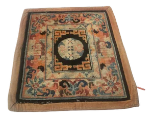 1910s Chinese Art Deco Area Rug - 2'1"x2'7" - Navy/Salmon