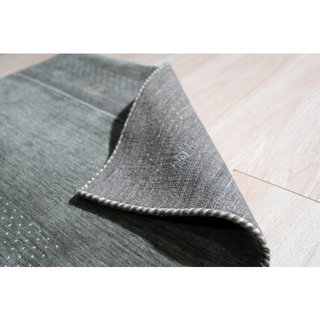 6x9 Freya Gabbeh Gray Solid Geometric Modern Handmade Wool Carpet Rug For Sale In New York - Image 6 of 9