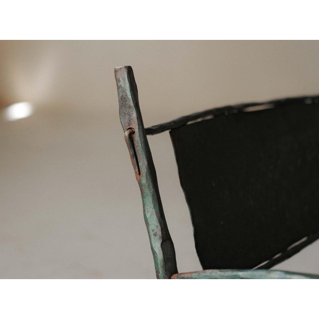 Mid-Century Modern Handcrafted Hammered Wrought Iron Lounge Chair, France, 1960s For Sale - Image 3 of 18