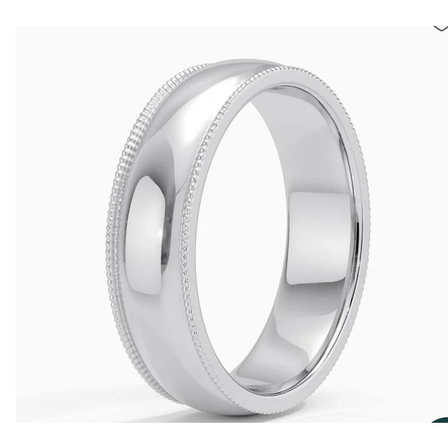 6MM WIDE MILGRAIN EDGE Platinum Plain Wedding Band Ring 8.8 Grams, COMFORT FIT For Sale - Image 11 of 18