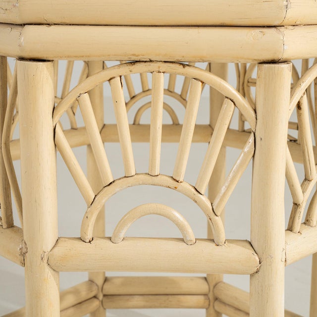 Chinoiserie 20th Century France Warm Ivory Carved Fretwork Side Table For Sale - Image 3 of 11