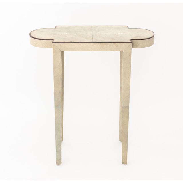 John Lyle Design Shagreen Covered "Turtle" Side Table. 23.25" H x 20.5" W x 8.5" D. Provenance: From a 480 Park Avenue...