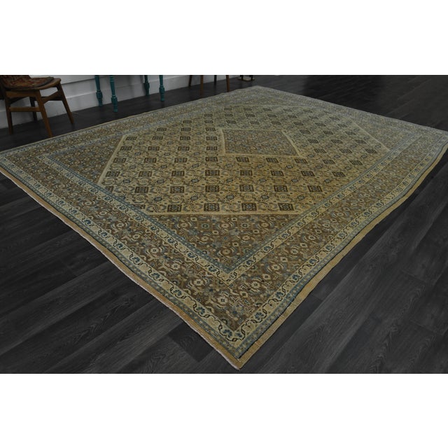 Textile 1970s Vintage Persian Handmade Wool Cotton Brown Area Rug For Sale - Image 7 of 11