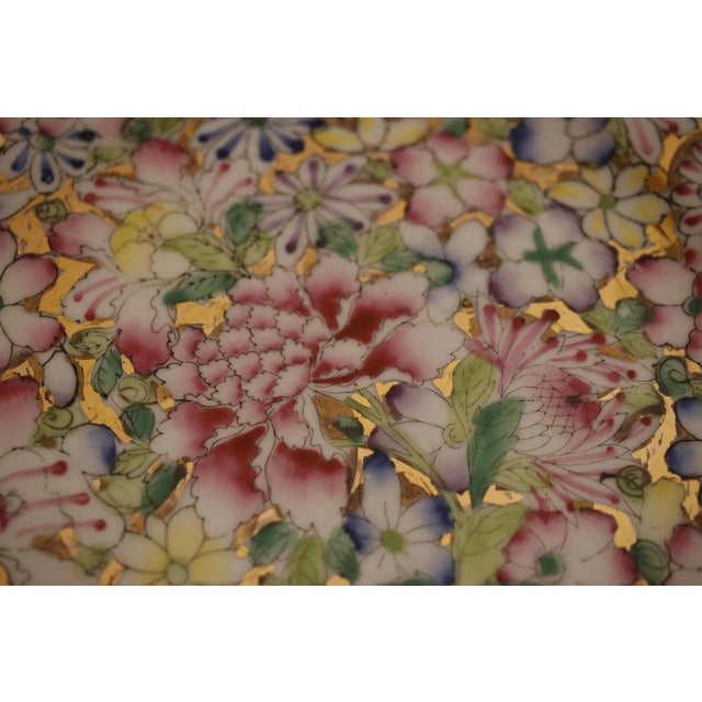 1960s Mid-Century Gold Gilt Millefleur Chinoiserie Porcelain Plate - 10" For Sale - Image 11 of 11