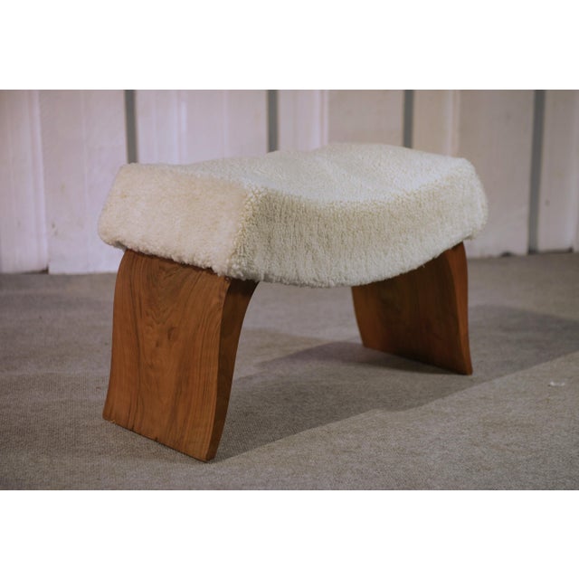 Brown Art Deco Walnut Stool, 1940s For Sale - Image 8 of 10