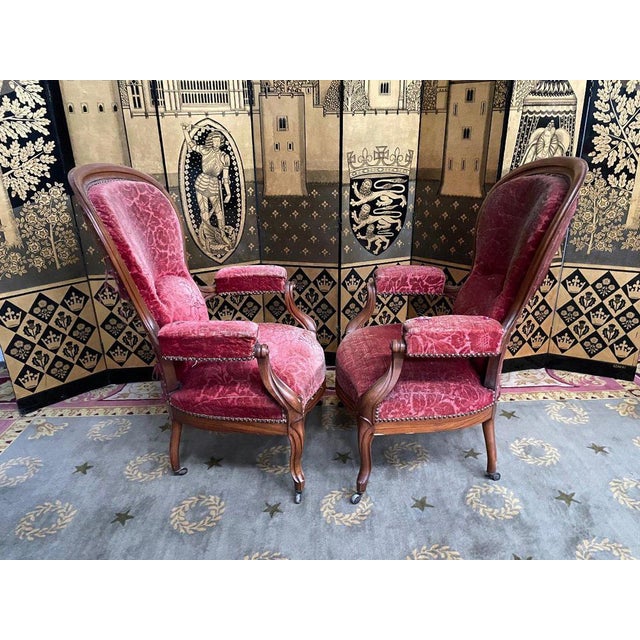 Set of Louis Philippe Armchairs with Rack and Pinion For Sale - Image 4 of 10