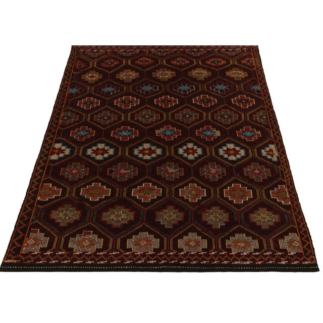 Tribal Vintage Cecim Tribal Kilim Rug in Red, Multicolor Geometric Pattern For Sale - Image 3 of 7