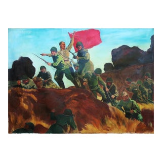 Soviet Army Oil Painting, Great Patriotic War, v. V. Tokarev, 1972 128-179 For Sale